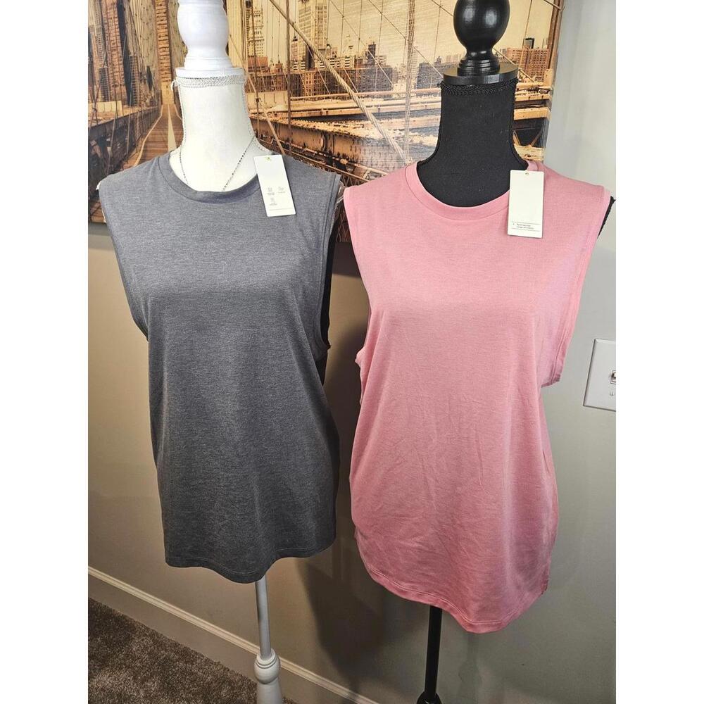 2 Nwt All In Motion Men's Sleeveless Athletic Shirts - Gray and Mauve